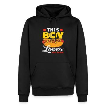 Ce garçon aime les hot-dogs Amateur de hot-dogs - Sweat à capuche Premium bio Homme - noir - Devant - Nico (187cm)