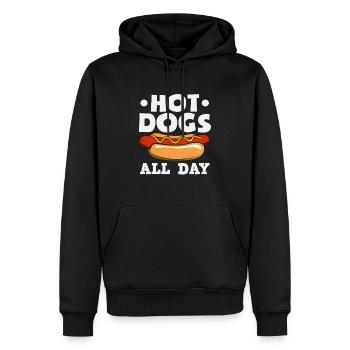 Amateur de hot-dogs Hot-dogs toute la journée - Sweat à capuche Premium bio Homme - noir - Devant - Nico (187cm)