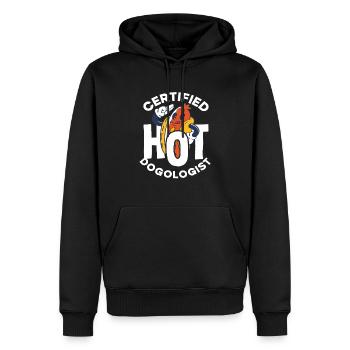 Amateur de hot-dogs certifié - Sweat à capuche Premium bio Homme - noir - Devant - Nico (187cm)