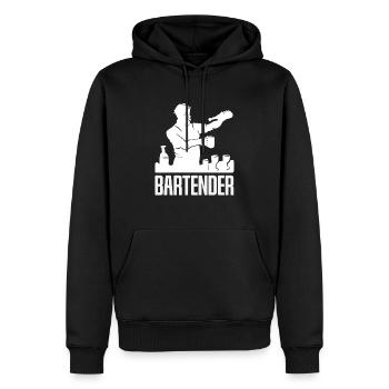 Barman Artful Silhouette Motif - Sweat à capuche Premium bio Homme - noir - Devant - Nico (187cm)