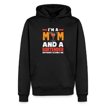 Je suis une maman et une barmaid - Sweat à capuche Premium bio Homme - noir - Devant - Nico (187cm)