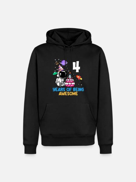 Four years of astronaut adventures - Men’s Premium Organic Hoodie - black