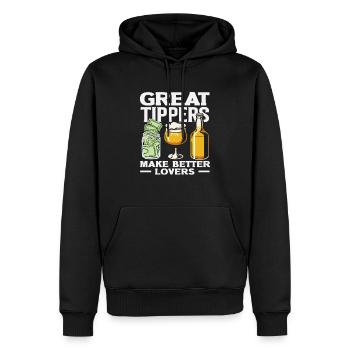 Barman Généreux Pourboires Amateurs - Sweat à capuche Premium bio Homme - noir - Devant - Nico (187cm)