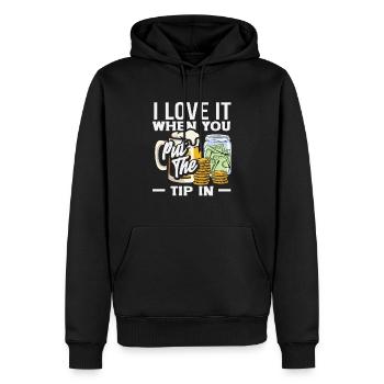 J’adore quand vous donnez un pourboire au barman - Sweat à capuche Premium bio Homme - noir - Devant - Nico (187cm)