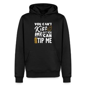 Tu ne peux pas m’embrasser, mais tu peux m’embrasser - Sweat à capuche Premium bio Homme - noir - Devant - Nico (187cm)