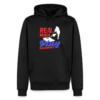 Echte Männer Spielen Cornhole Liebhaber - Männer Premium Bio Hoodie - Schwarz - Vorne - Nico (187cm)