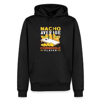 Not your average cornhole player - Men’s Premium Organic Hoodie - black - Front - Nico (187cm)