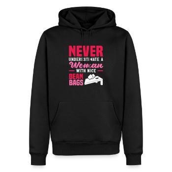 Cornhole Player: Never Underestimate One - Men’s Premium Organic Hoodie - black - Front - Nico (187cm)