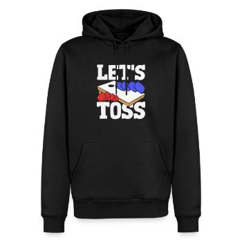 Cornhole Player Let’s Toss Jeu amusant - Sweat à capuche Premium bio Homme - noir - Devant - Nico (187cm)
