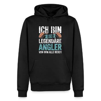 Legendärer Angler – Der von dem alle reden Shirt - Männer Premium Bio Hoodie - Schwarz - Vorne - Nico (187cm)