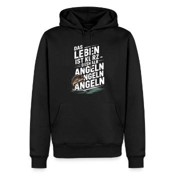 Leben ist kurz – Angeln, Angeln, Angeln Shirt - Männer Premium Bio Hoodie - Schwarz - Vorne - Nico (187cm)