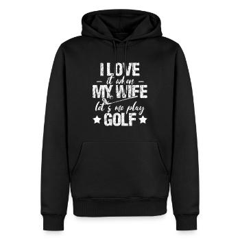 Golf Golfer Golf Ball Golf Course Golf Club Caddy - Men’s Premium Organic Hoodie - black - Front - Nico (187cm)