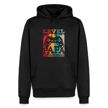 Level Papa Frei Schwangerschaft Ankündigung - Männer Premium Bio Hoodie - Schwarz - Vorne - Nico (187cm)