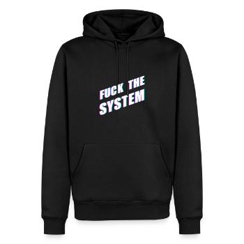 Fuck le système - Sweat à capuche Premium bio Homme - noir - Devant - Nico (187cm)