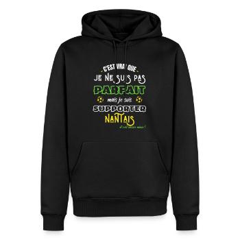 Nantes football Parfait supporter Nantais Humour - Sweat à capuche Premium bio Homme - noir - Devant - Nico (187cm)