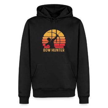 Retro Hunter Archer Bow Hunting Archery - Men’s Premium Organic Hoodie - black - Front - Nico (187cm)