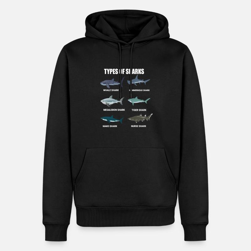 Requin Shark Fin Requin Blanc Requin Baleine Requin Requin - Sweat à capuche Premium bio Homme - noir