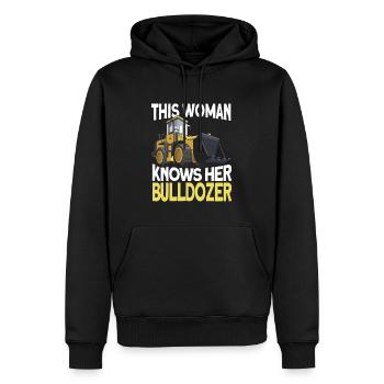 Bulldozer bulldozer crawler - Sweat à capuche Premium bio Homme - noir - Devant - Nico (187cm)