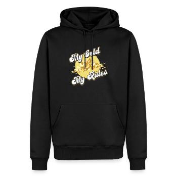 Mine d’or minière - Sweat à capuche Premium bio Homme - noir - Devant - Nico (187cm)