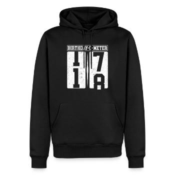 Birthday-O-Meter 18 Happy 18th Birthday Celebrant - Männer Premium Bio Hoodie - Schwarz - Vorne - Nico (187cm)