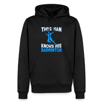 Badminton Federball - Männer Premium Bio Hoodie - Schwarz - Vorne - Nico (187cm)
