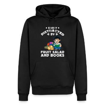 Facilement distrait par la salade de fruits et les livres - Sweat à capuche Premium bio Homme - noir - Devant - Nico (187cm)
