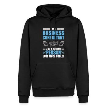 Je suis un consultant en affaires - Sweat à capuche Premium bio Homme - noir - Devant - Nico (187cm)
