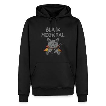 Black Meowtal Cat Whisperer Kitty Guitarist Guitar - Men’s Premium Organic Hoodie - black - Front - Nico (187cm)