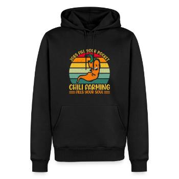 Jobs Fill Your Pocket Chili Farming Soul - Männer Premium Bio Hoodie - Schwarz - Vorne - Nico (187cm)
