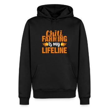 Chili Farming Is M y LifeLine - Männer Premium Bio Hoodie - Schwarz - Vorne - Nico (187cm)