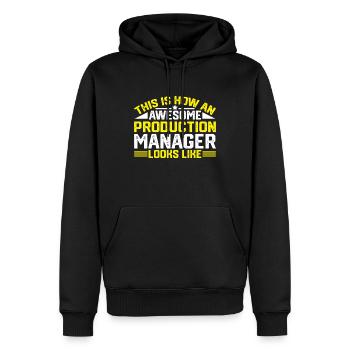 Awesome Production Manager Looks Like - Männer Premium Bio Hoodie - Schwarz - Vorne - Nico (187cm)