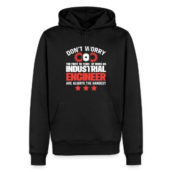 Do Not Worry Industrial Engineer - Männer Premium Bio Hoodie - Schwarz - Vorne - Nico (187cm)