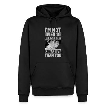 Je ne suis pas bizarre Je suis juste créatif que toi Anime - Sweat à capuche Premium bio Homme - noir - Devant - Nico (187cm)