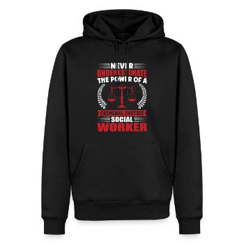 Pouvoir du travailleur social en justice pénale - Sweat à capuche Premium bio Homme - noir - Devant - Nico (187cm)