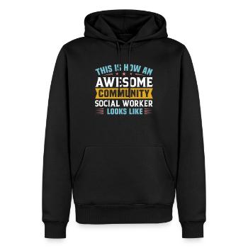 Awesome Community Social Worker - Männer Premium Bio Hoodie - Schwarz - Vorne - Nico (187cm)