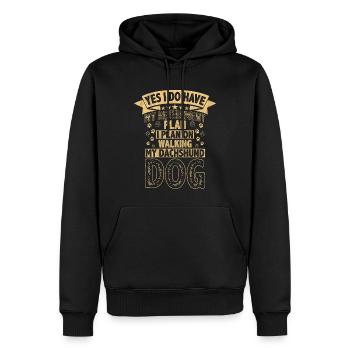 Plan de retraite Promenant mon chien teckel à la retraite - Sweat à capuche Premium bio Homme - noir - Devant - Nico (187cm)
