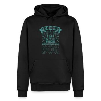 Plan de retraite Promener mon chien de berger australien - Sweat à capuche Premium bio Homme - noir - Devant - Nico (187cm)