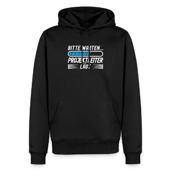 Bitte Warten...Projektleiter Lädt - Männer Premium Bio Hoodie - Schwarz - Vorne - Nico (187cm)