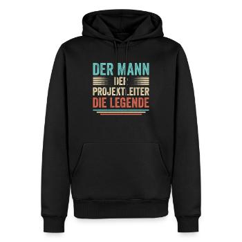 Der Mann Der Projektleiter Die Legende - Männer Premium Bio Hoodie - Schwarz - Vorne - Nico (187cm)