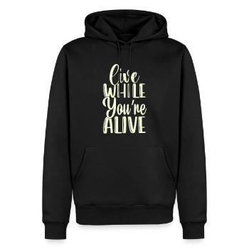 Vivez pendant que votre voyageur vivant voyage touristique - Sweat à capuche Premium bio Homme - noir - Devant - Nico (187cm)