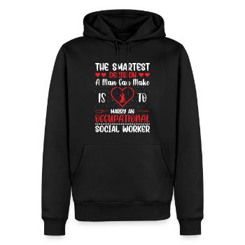 La décision la plus intelligente qu’un homme puisse prendre - Sweat à capuche Premium bio Homme - noir - Devant - Nico (187cm)