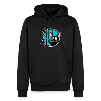 mignon drôle manga cat shirt autocollant - Sweat à capuche Premium bio Homme - noir - Devant - Nico (187cm)