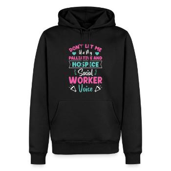 Voix des travailleurs sociaux en soins palliatifs et en soins palliatifs - Sweat à capuche Premium bio Homme - noir - Devant - Nico (187cm)