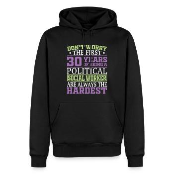 Être un travailleur social politique - Sweat à capuche Premium bio Homme - noir - Devant - Nico (187cm)