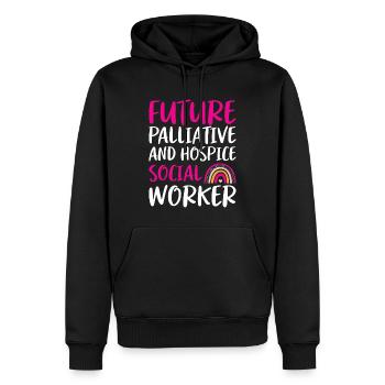 Futur travailleur social en soins palliatifs - Sweat à capuche Premium bio Homme - noir - Devant - Nico (187cm)