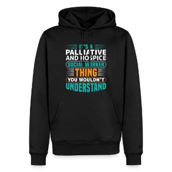 Travailleur social en soins palliatifs et en soins palliatifs - Sweat à capuche Premium bio Homme - noir - Devant - Nico (187cm)