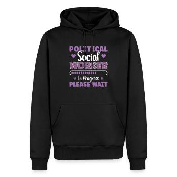 Travailleur social politique en cours - Sweat à capuche Premium bio Homme - noir - Devant - Nico (187cm)