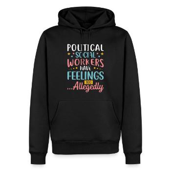 Les travailleurs sociaux politiques ont des sentiments - Sweat à capuche Premium bio Homme - noir - Devant - Nico (187cm)