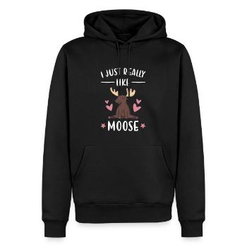 Elk j'aime vraiment Moose - Sweat à capuche Premium bio Homme - noir - Devant - Nico (187cm)
