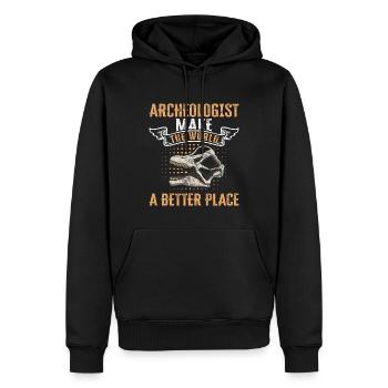 Archeologist Make The World A Better Place - Men’s Premium Organic Hoodie - black - Front - Nico (187cm)